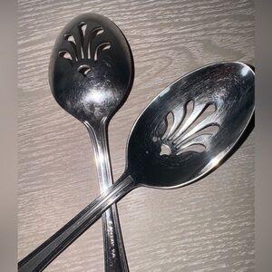 Gorham Monet Glossy 18/8 Stainless 9" Slotted Serving Spoons x2